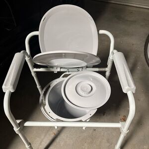 Portable White Commode Chair